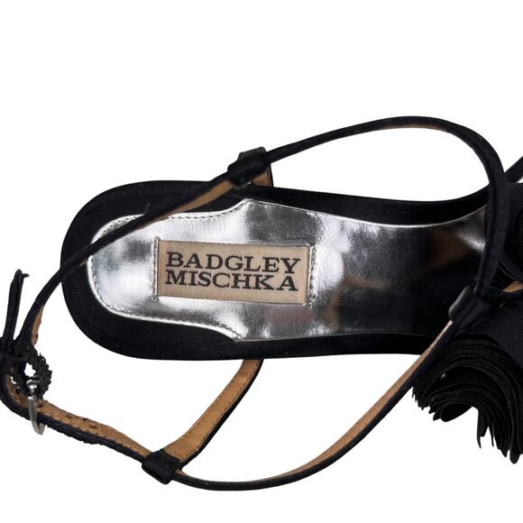 Badgley Mischka Black Satin Stilettos 5 1/2” Heel 9M - Picture 16 of 16